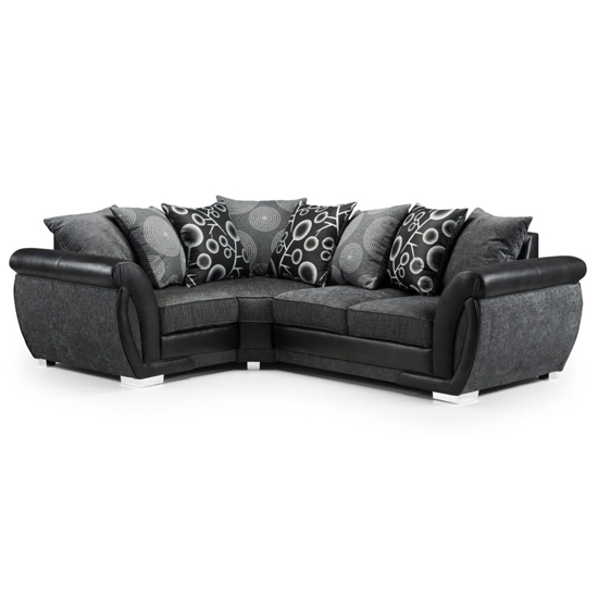 Product photograph of Scalby Fabric Left Hand Corner Sofa In Black And Grey from Furniture in Fashion