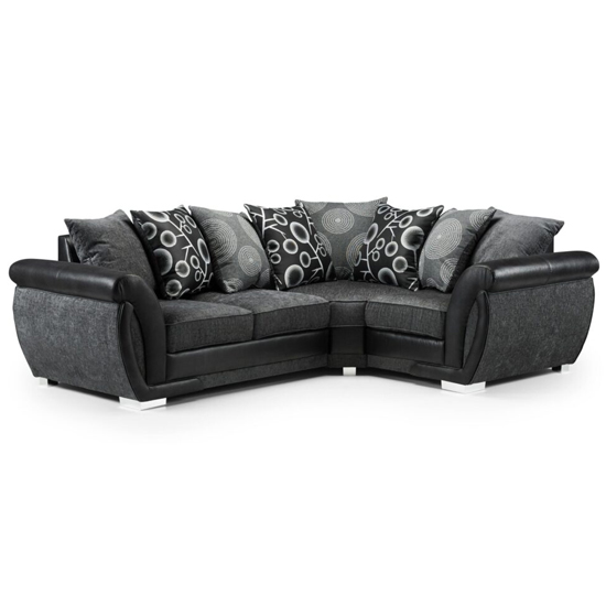 Photo of Scalby fabric right hand corner sofa in black and grey