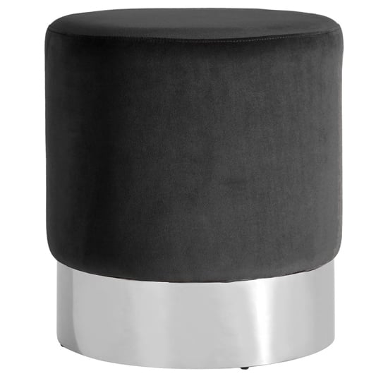Photo of Sceptrum round velvet stool with silver steel base in black