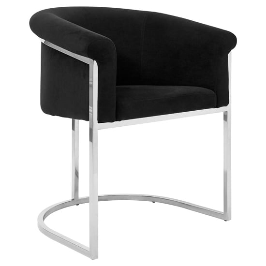 Photo of Sceptrum velvet dining chair with steel frame in black