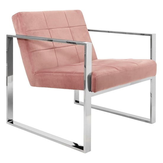 Read more about Sceptrum velvet lounge chair with steel frame in pink