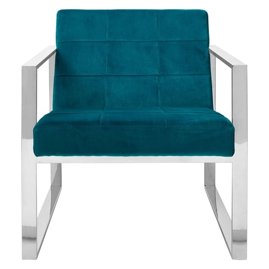 Read more about Sceptrum velvet lounge chair with steel frame in teal