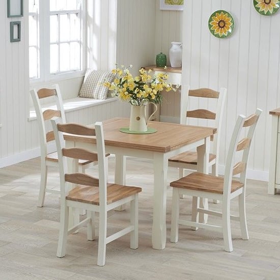 Schedar Flip Top Dining Table In Oak And Cream | FiF