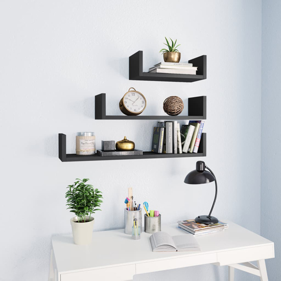 Product photograph of Scotia Set Of 3 Wooden Wall Display Shelf In Grey from Furniture in Fashion