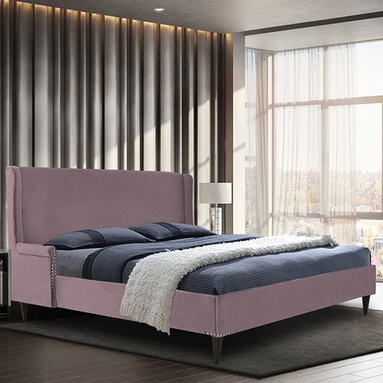 Product photograph of Scottsbluff Plush Velvet Double Bed In Pink from Furniture in Fashion