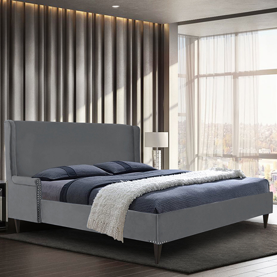 Read more about Scottsbluff plush velvet single bed in grey