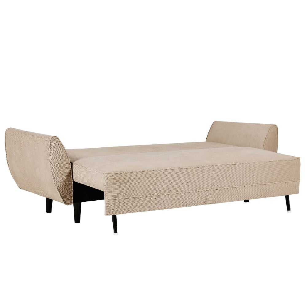 Product photograph of Scranton Fabric Sofa Bed With Black Legs In Natural from Furniture in Fashion