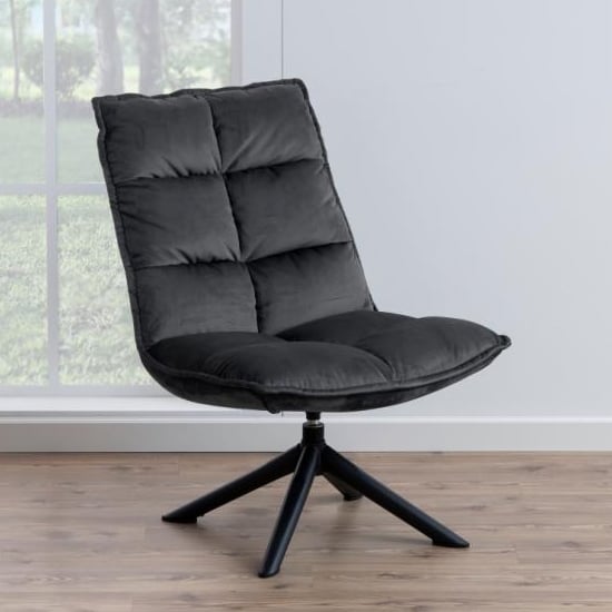 Product photograph of Scranton Fabric Upholstered Lounge Chair In Dark Grey from Furniture in Fashion