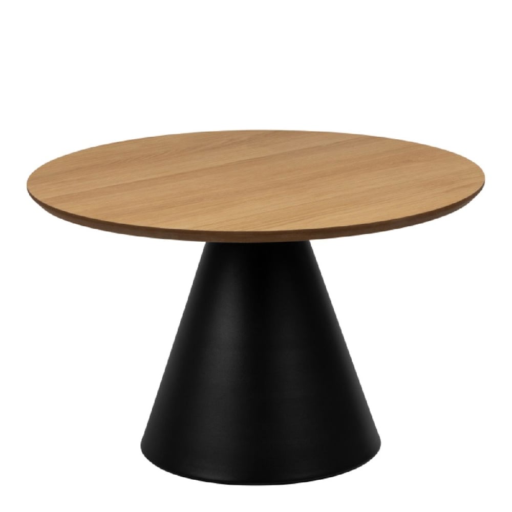 seguin wooden medium coffee table round in oak and black