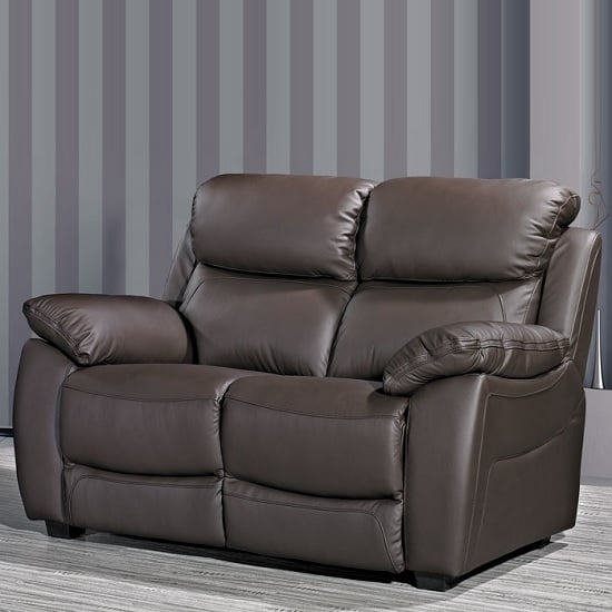 Selene Contemporary 2 Seater Sofa In Brown Faux Leather | Furniture in ...