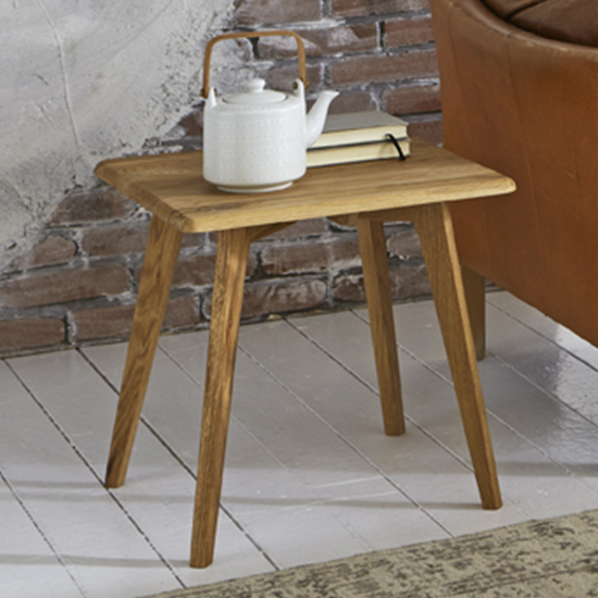 Photo of Selma square solid wooden side table in oak