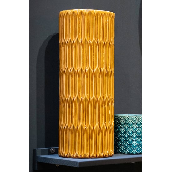 Product photograph of Senile Ceramic Lustre Umbrella Stand In Mustard from Furniture in Fashion
