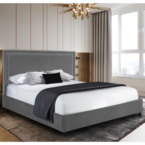 Read more about Sensio plush velvet single bed in grey