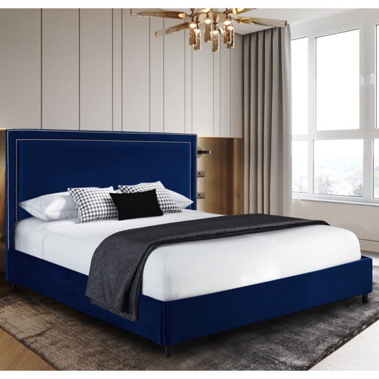 Read more about Sensio plush velvet super king size bed in blue