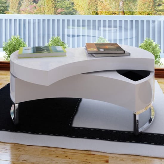 Product photograph of Seok High Gloss Adjustable Shape Coffee Table In White from Furniture in Fashion