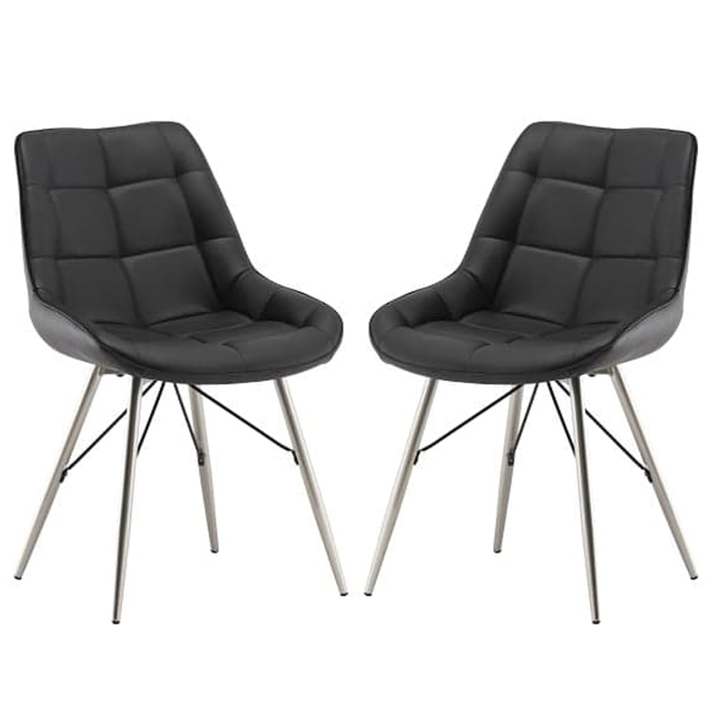 Product photograph of Serbia Black Faux Leather Dining Chairs In Pair from Furniture in Fashion