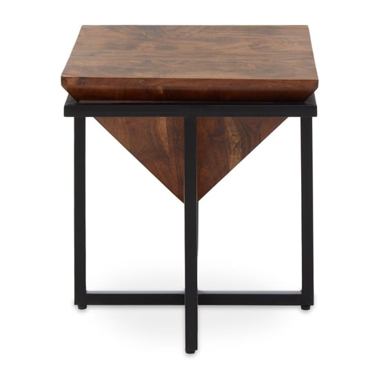 Product photograph of Serra Pyramid Shape Acacia Wood Side Table In Acacia from Furniture in Fashion
