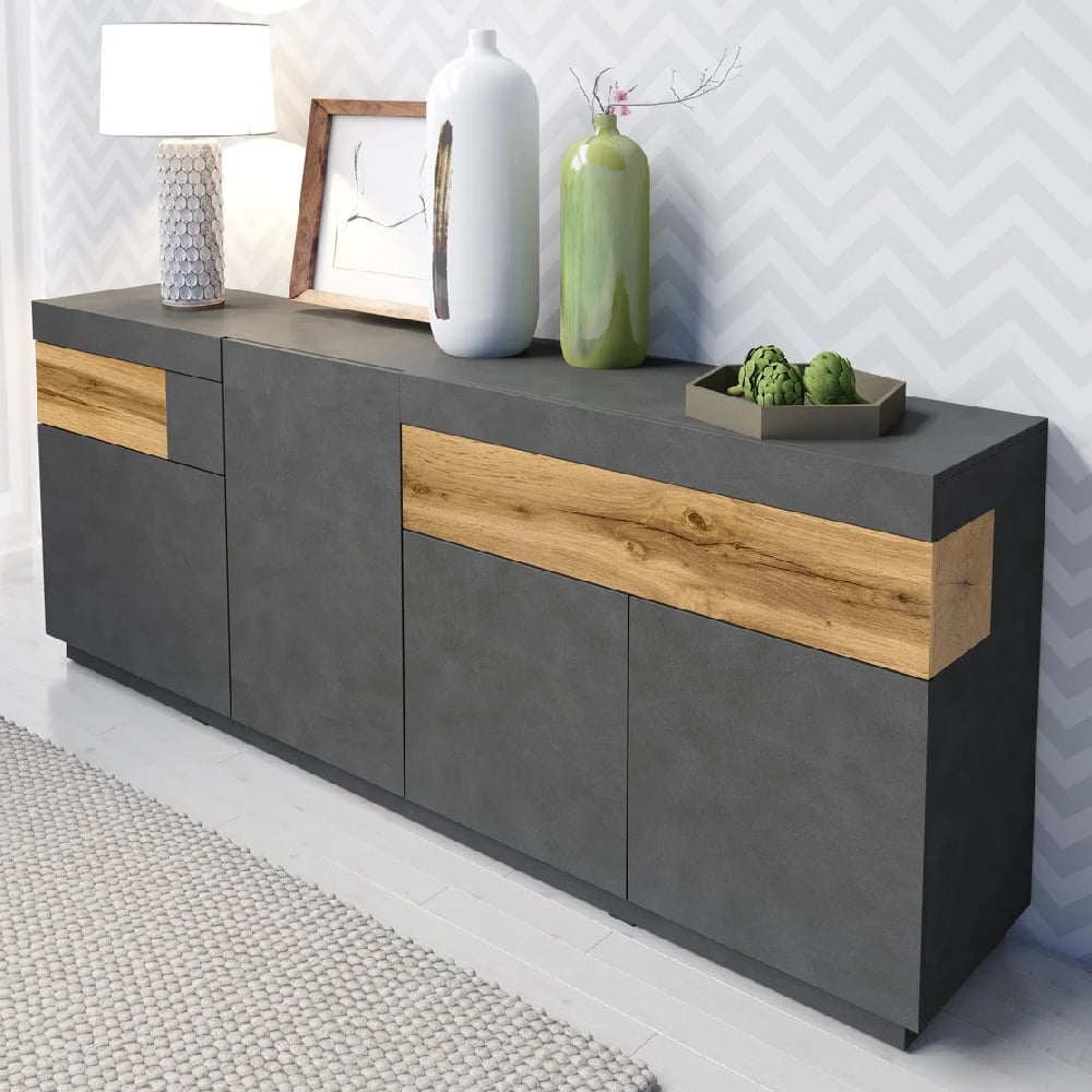 sevilla high gloss sideboard with 3 doors in black oak