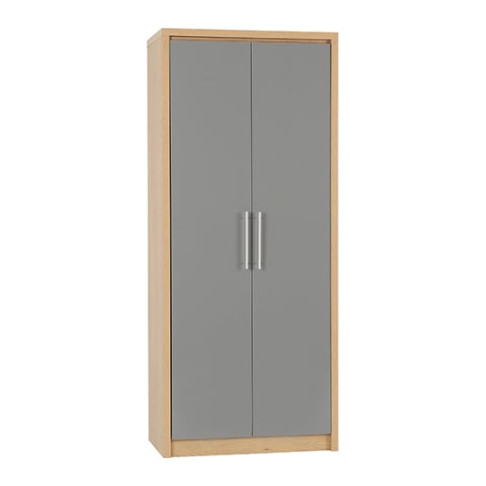 Photo of Samaira wardrobe in grey high gloss with 2 doors