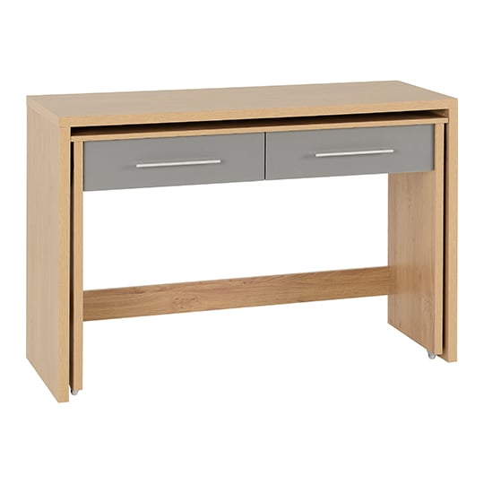 Photo of Samaira slider desk in grey gloss with 2 drawers