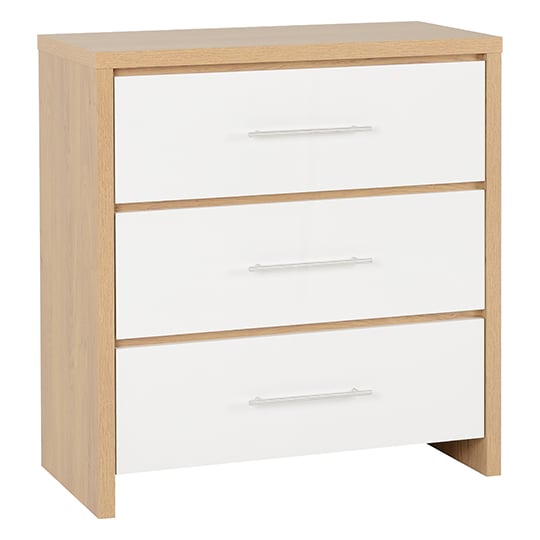 Product photograph of Samaira Wooden Small Chest Of Drawers In White High Gloss from Furniture in Fashion