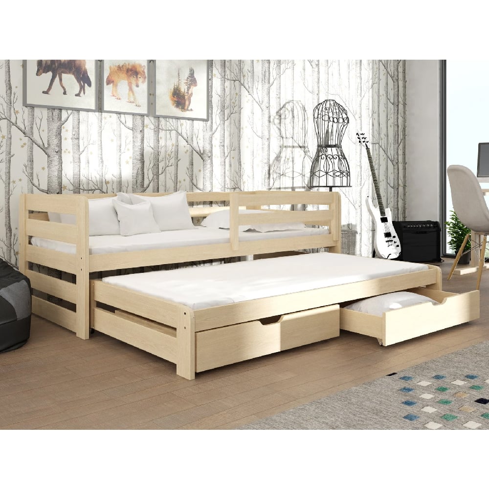 Read more about Sewell wooden day bed with bonnell mattress and trundle in pine