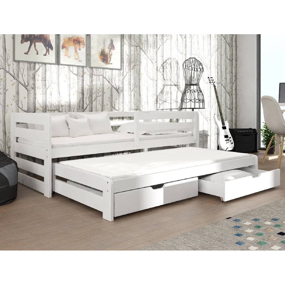 Read more about Sewell wooden day bed with bonnell mattress and trundle in white