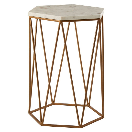 Shalimar Hexagonal Side Table With Marble Top Furniture In Fashion