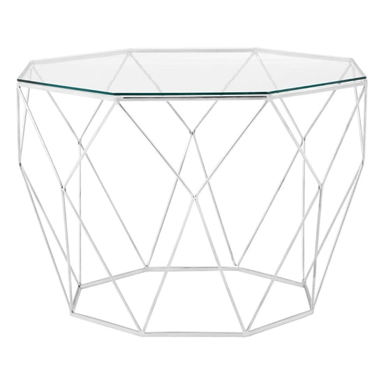 Product photograph of Shalom Octagonal Clear Glass Top Coffee Table With Silver Frame from Furniture in Fashion