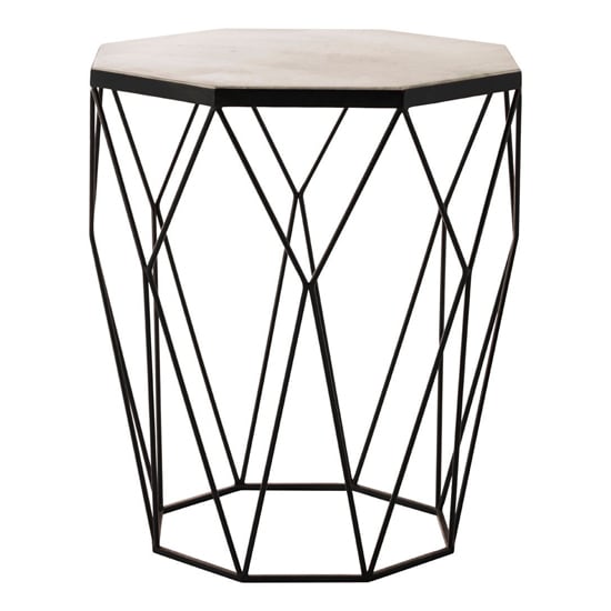 Product photograph of Shalom Octagonal White Marble Top Side Table With Black Base from Furniture in Fashion