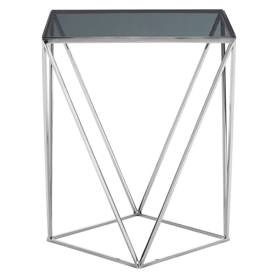 Product photograph of Shalom Square Black Glass Top Side Table With Silver Frame from Furniture in Fashion