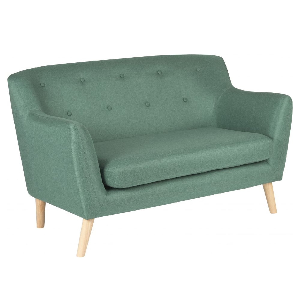 shawnee fabric 2 seater sofa with oak legs in ocean green