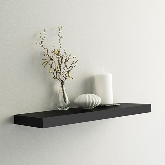 Shelvza Medium Wooden Wall Shelf In Matt Black | FiF