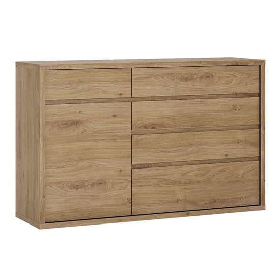Read more about Sholka wooden sideboard in oak with 1 door and 5 drawers
