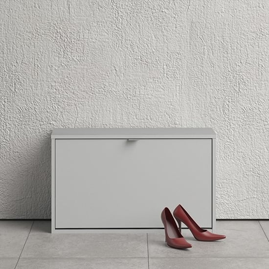 Read more about Shovy wooden shoe cabinet in white with 1 door and 2 layers