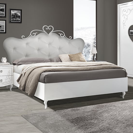 Photo of Sialkot wooden super king size bed in white
