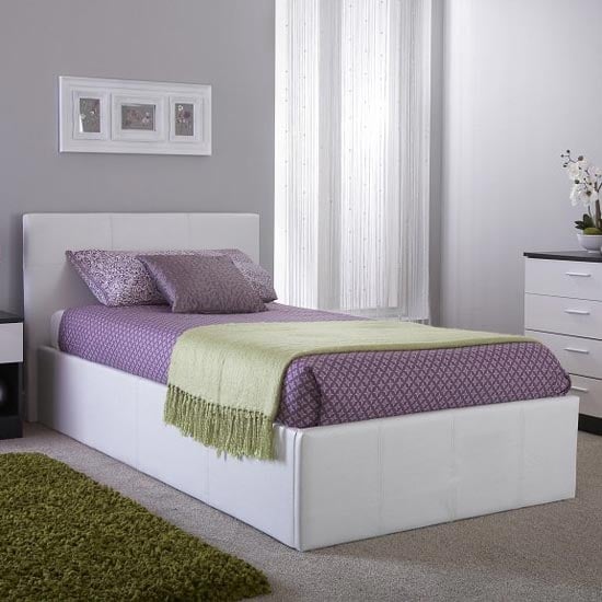 Read more about Stilton faux leather small double bed in white