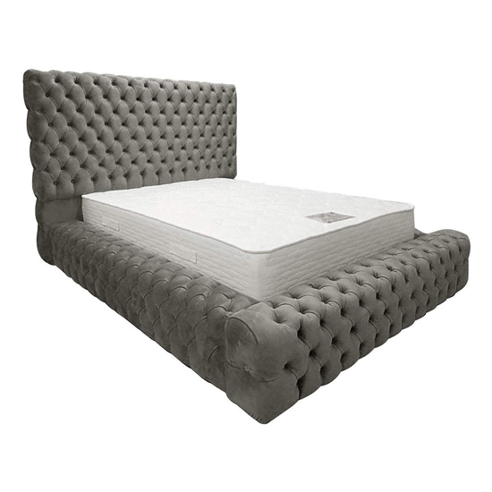 Read more about Sidova plush velvet upholstered single bed in grey