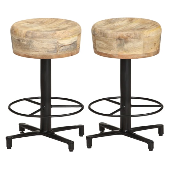 Read more about Siena small natural wooden bar stools with metal base in a pair