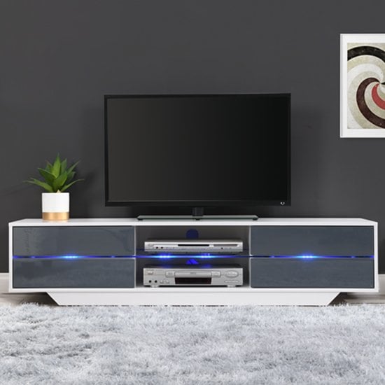 Read more about Sienna high gloss tv stand in white and grey with led lighting