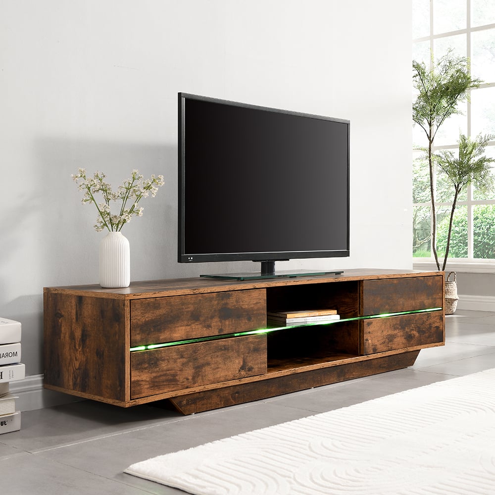 Read more about Sienna wooden tv stand in rustic oak with led lighting