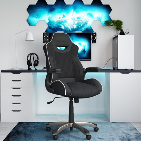Photo of Seaview faux leather gaming chair in black