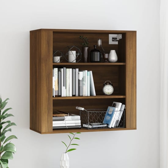 Product photograph of Silvis Wooden Wall Shelving Unit In Brown Oak from Furniture in Fashion