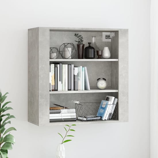 Product photograph of Silvis Wooden Wall Shelving Unit In Concrete Effect from Furniture in Fashion