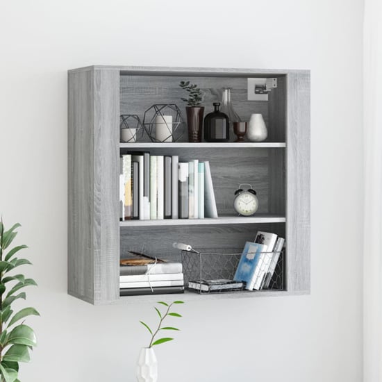 Product photograph of Silvis Wooden Wall Shelving Unit In Grey Sonoma Oak from Furniture in Fashion