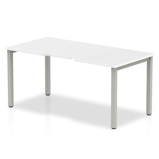 Read more about Single small laptop desk in white with silver frame