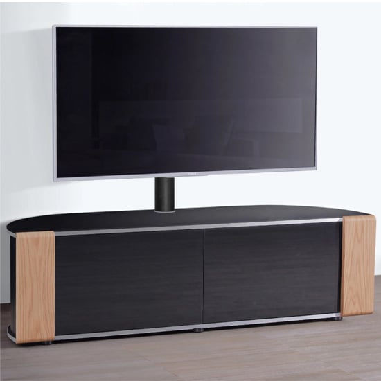 Product photograph of Sanja Ultra Large Corner High Gloss Tv Stand In Oak And Walnut from Furniture in Fashion