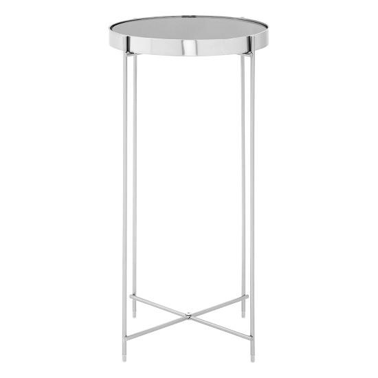Product photograph of Sirius Mirrored Side Table Tall In Grey And Metal Frame from Furniture in Fashion