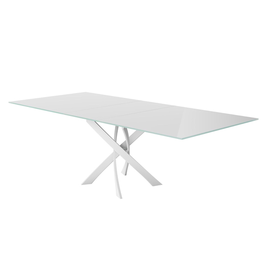 Photo of Staines swivel extending white glass dining table