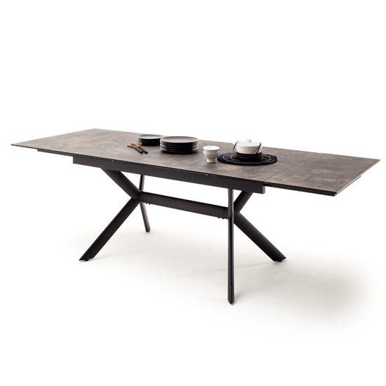 Read more about Siros extending glass dining table in stone brown effect